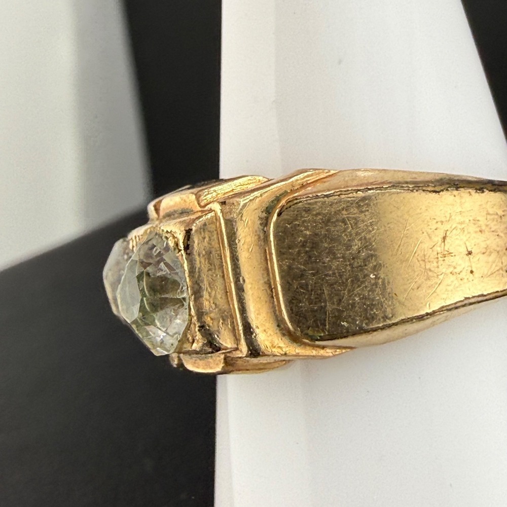 Vintage Uncas Gold Filled Ring 3 Rhinestone Trilogy Band Size 8.25 - Picture 3 of 16